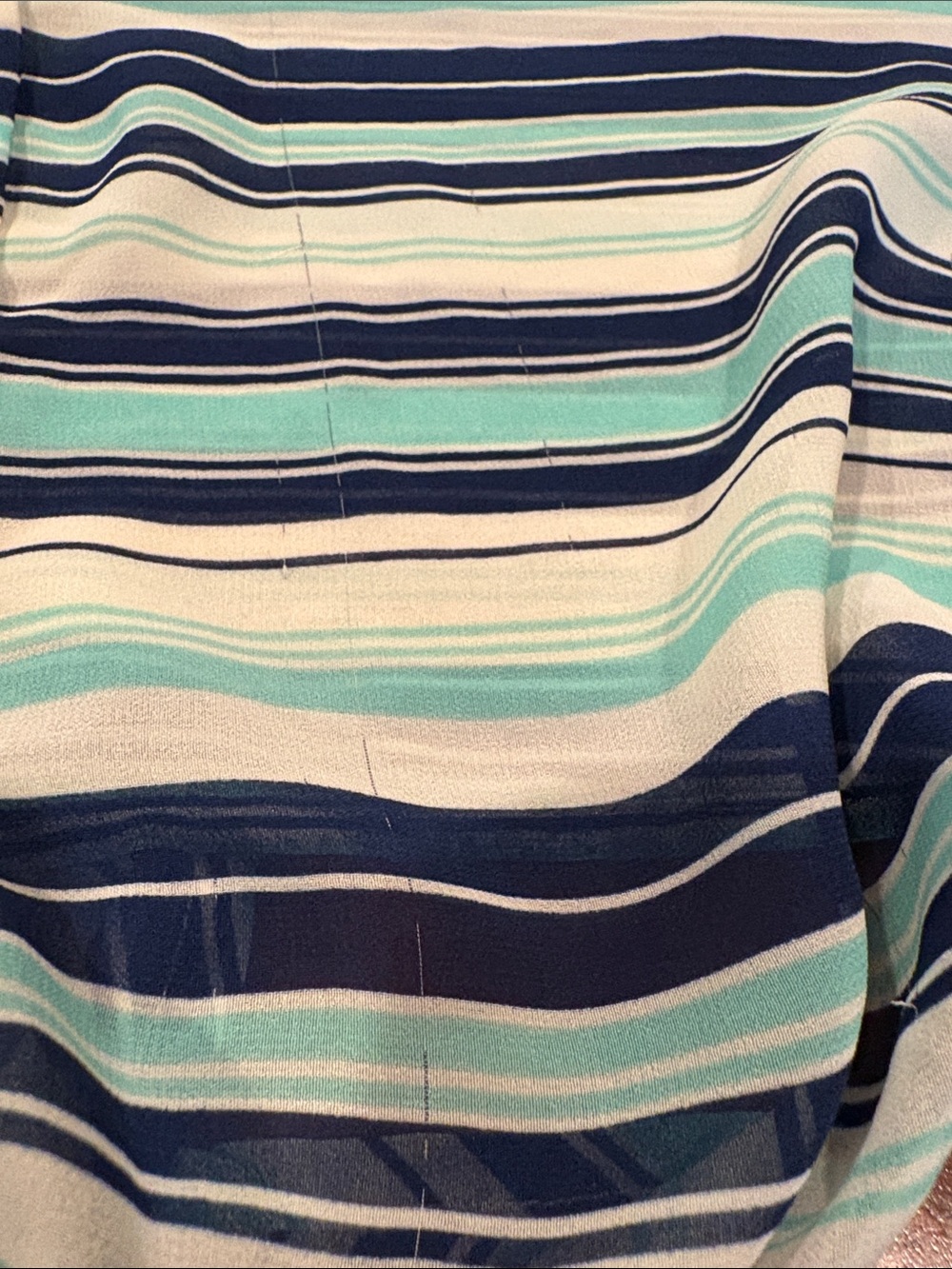 Striped Button-Front Tie-Hem Women's Shirt - Green & Navy, size M - Picture 4 of 4